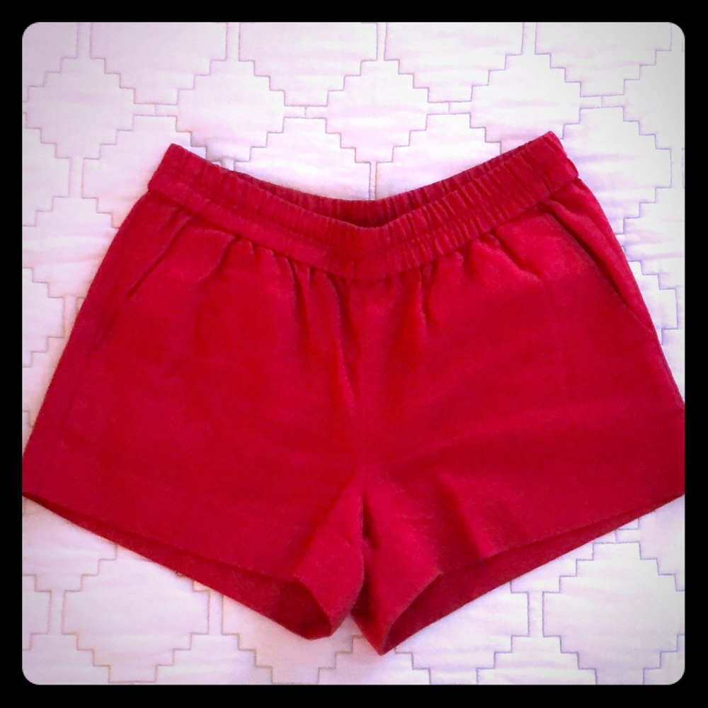 Red, pull on J.Crew shorts!
